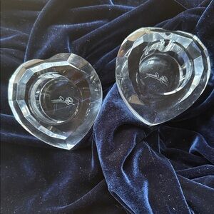 Designer Heart-Shaped Heavy Crystal Candle Holders